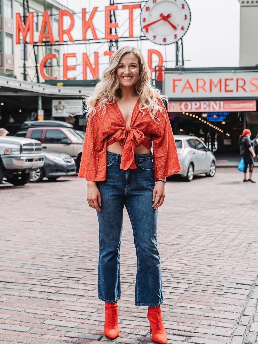 Lulus Rust Red Tie-Front Top